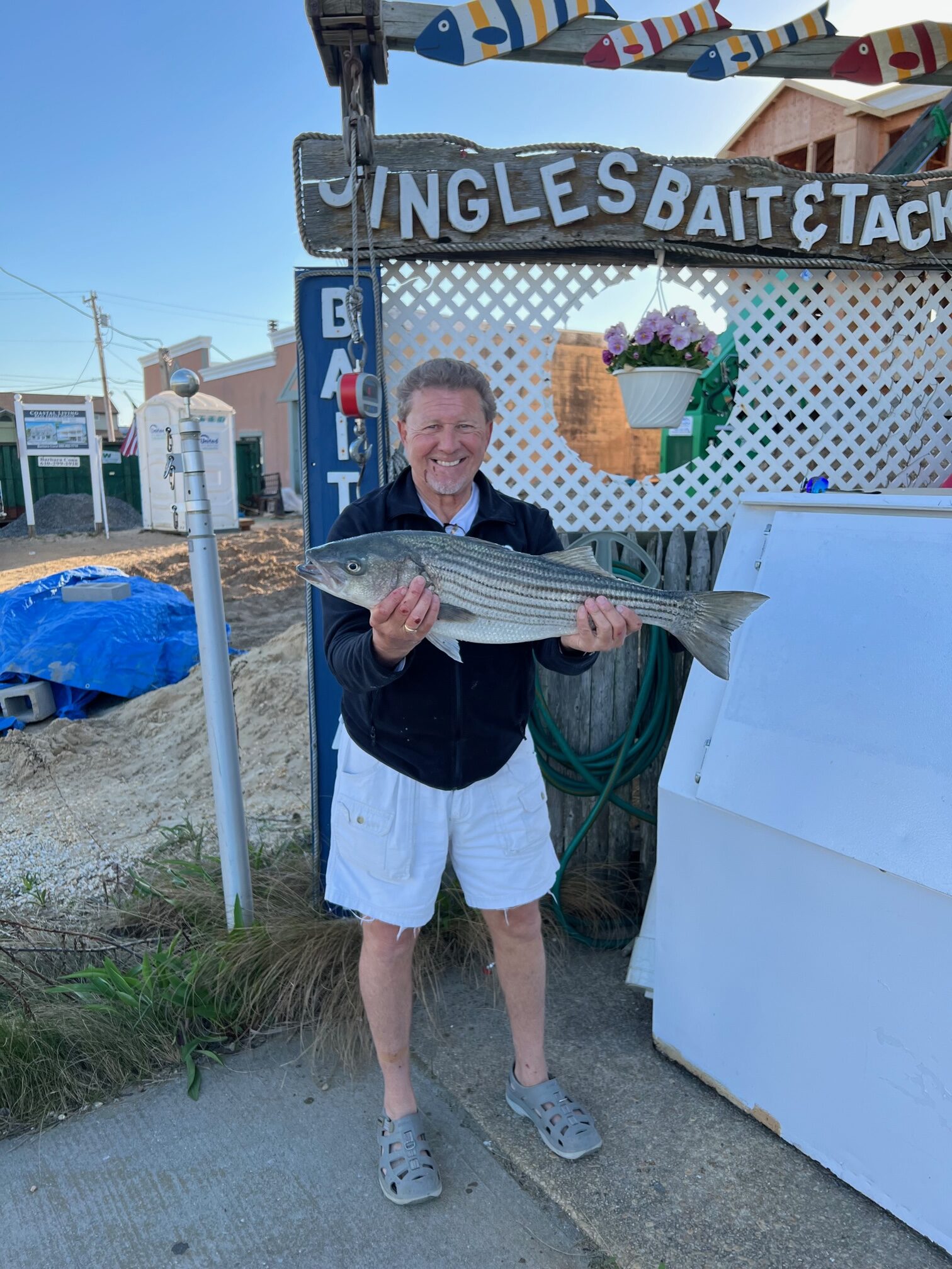 Randy Bush striped bass from Beach Haven. 8.52, 28.25″ using surf